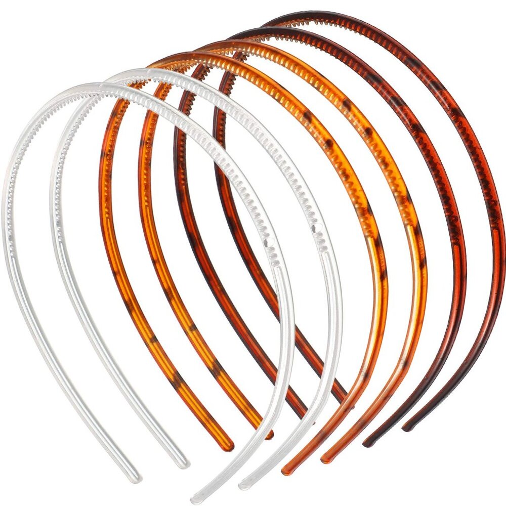 6-Pack Skinny Plastic Headbands for Women & Girls